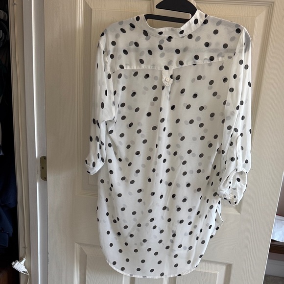Francesca's Collections Black and White Polka Dot Blouse - Picture 3 of 3